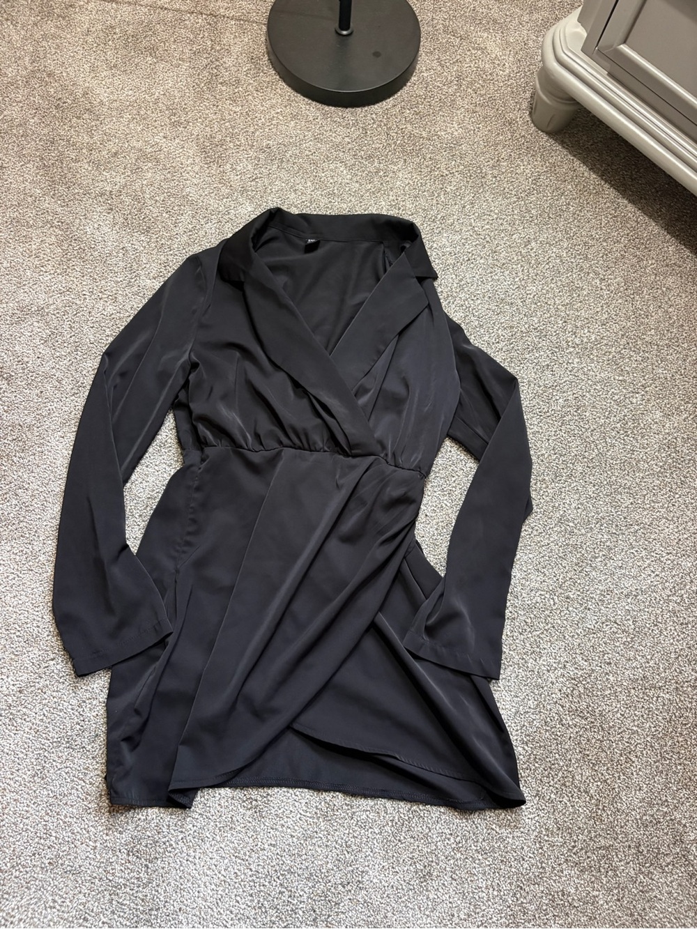 SHEIN Black Long Sleeve Wrap Dress